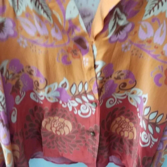 Alexis Beax Blouson-sleeve Printed Crepe Blouse In Orange Blossom L - Picture 9 of 16